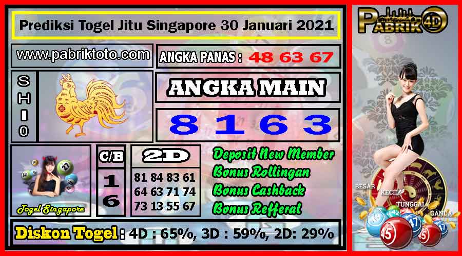 Prediksi Togel Jitu Singapore Sabtu 30 Januari 2021