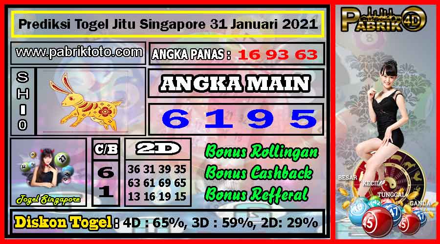 Prediksi Togel Jitu Singapore Minggu 31 Januari 2021