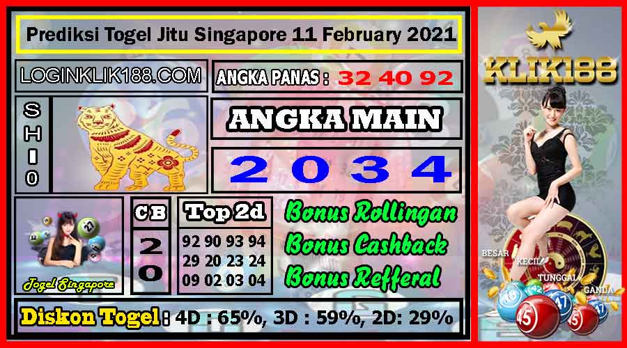 Prediksi Togel Jitu Singapore Kamis 11 February 2021