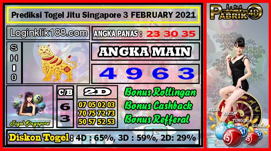 Prediksi Togel Jitu Singapore Rabu 03 February 2021