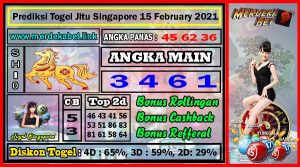 Prediksi Togel Jitu Singapore Senin 15 February 2021