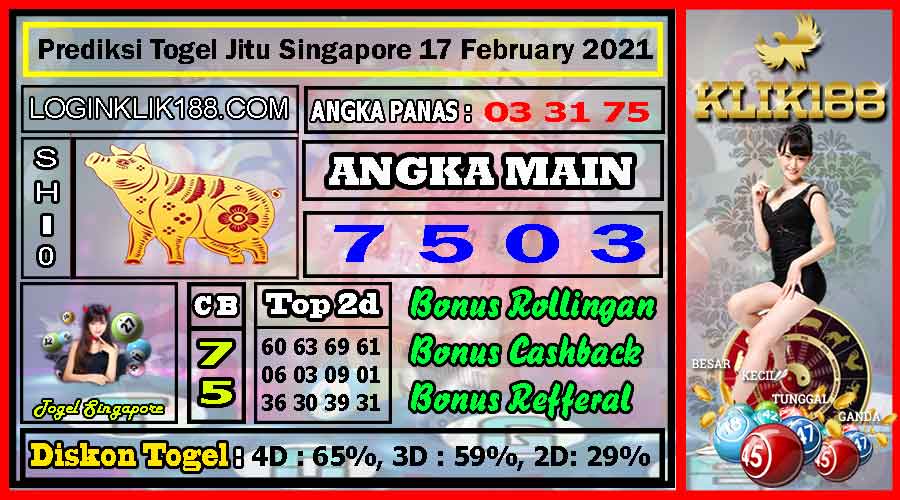 Prediksi Togel Jitu Singapore Rabu 17 February 2021