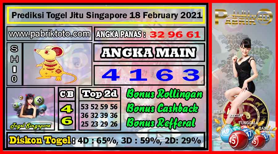 Prediksi Togel Jitu Singapore Kamis 18 February 2021