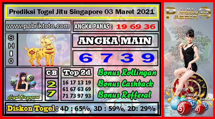 Prediksi Togel Jitu Singapore Rabu 03 Maret 2021