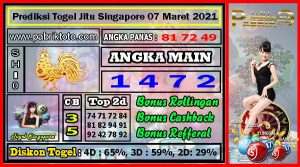 Prediksi Togel Jitu Singapore Rabu 07 Maret 2021