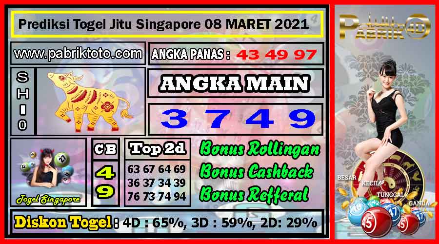 Prediksi Togel Jitu Singapore Senin 08 Maret 2021